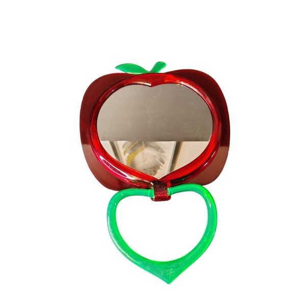 Vintage Plastic Apple Mirror Hand Held, Hong Kong, Joe Montana Picture Kitsch - Picture 3 of 4